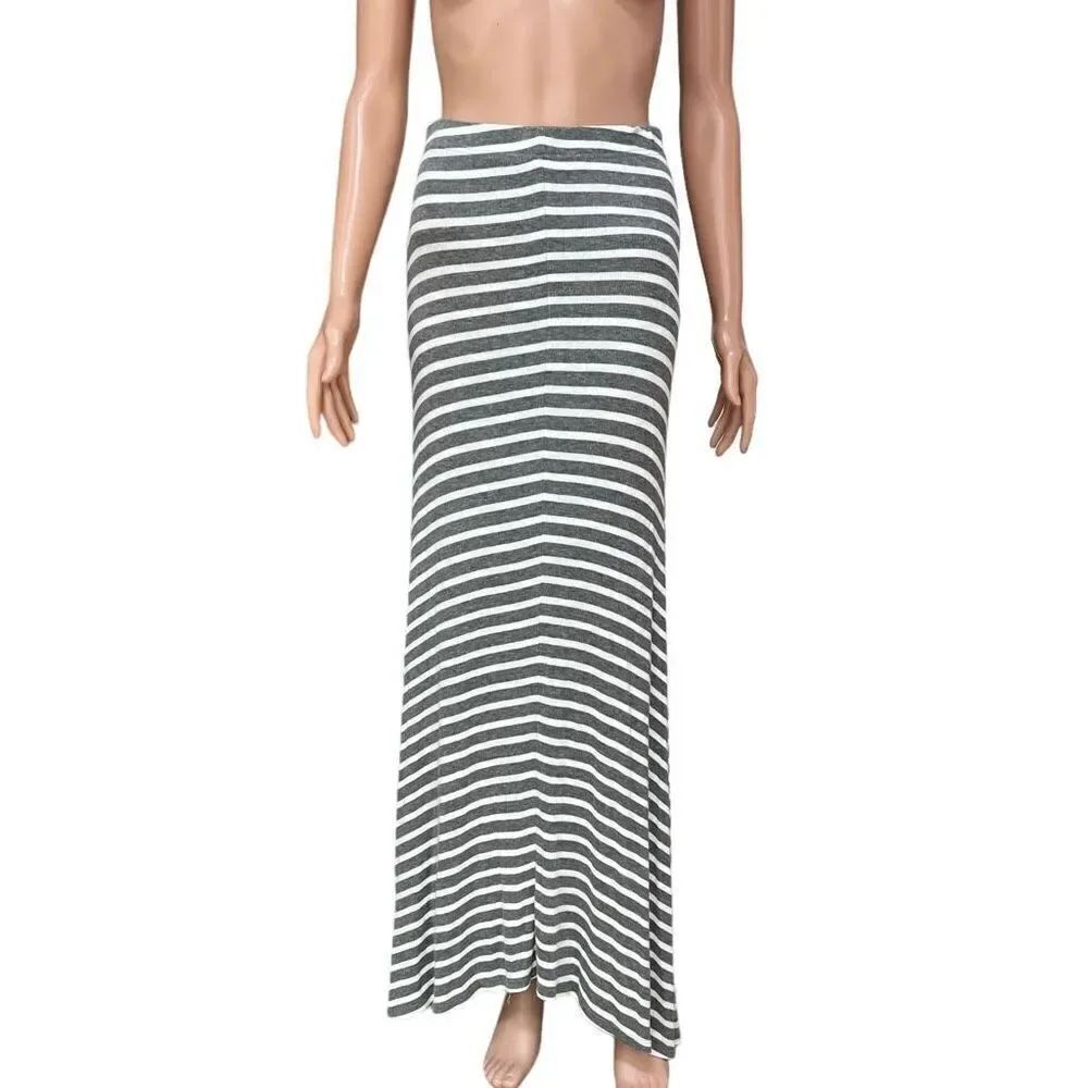 BCBGMaxazria Womens Maxi Skirt Striped Knit Elastic Waist Pull On Casual Size S